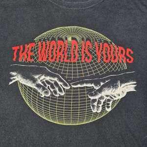 The World Is Yours Graphic T-Shirt Black Cotton Heavyweight YAZBEK Tag 
Mens 2XL